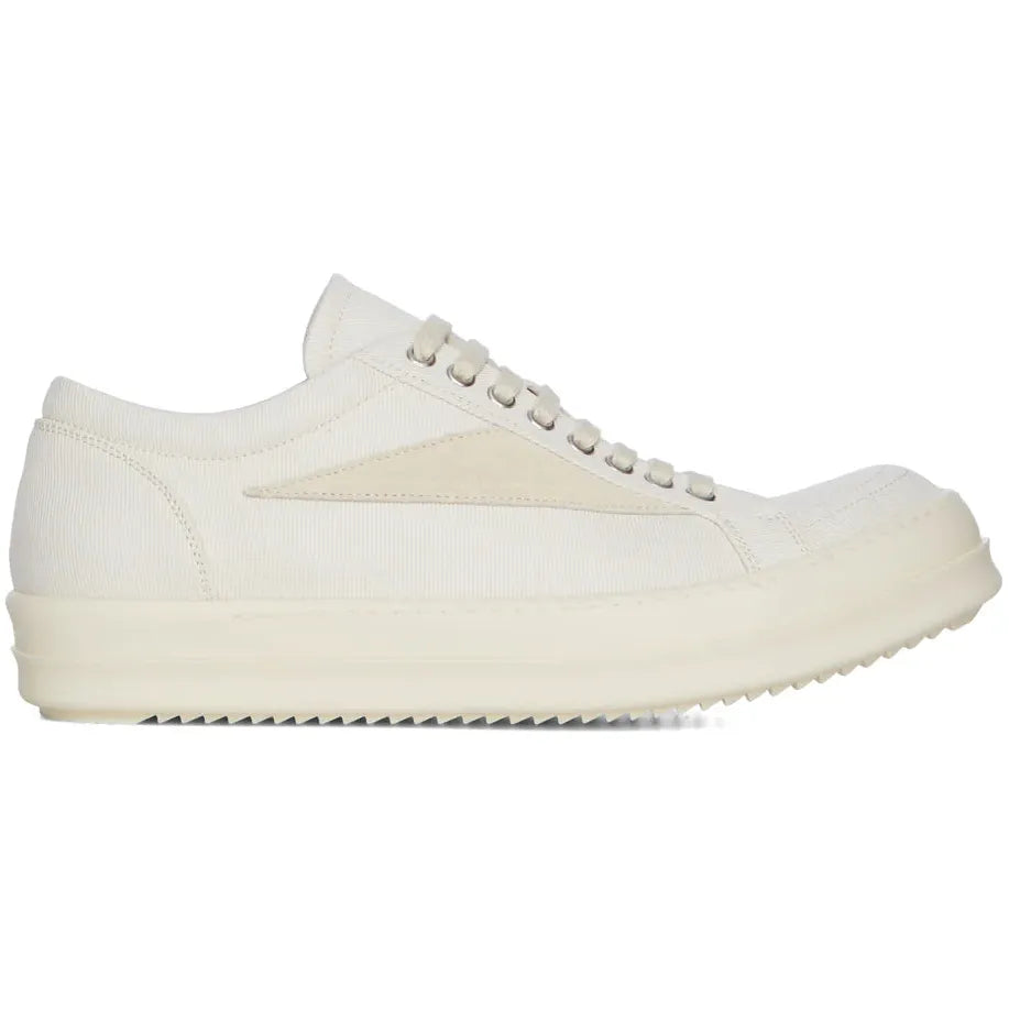 Rick Owens DRKSHDW SS26 Temple Overdyed Denim Vintage Low Sneakers Cream/Milk/Milk