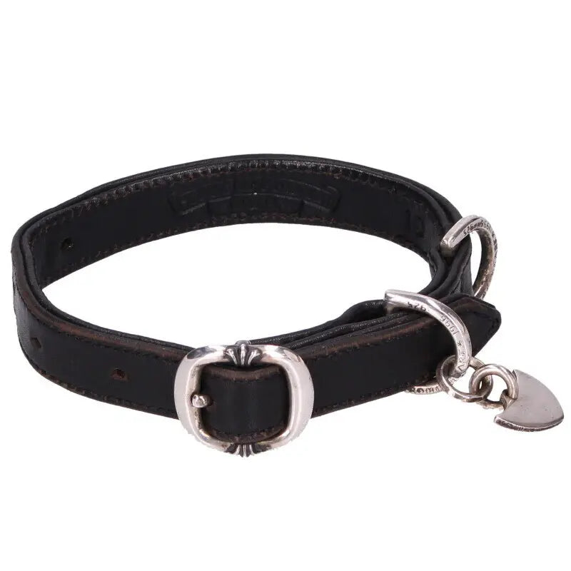 Chrome Hearts Gunslinger Leather Dog Collar Black