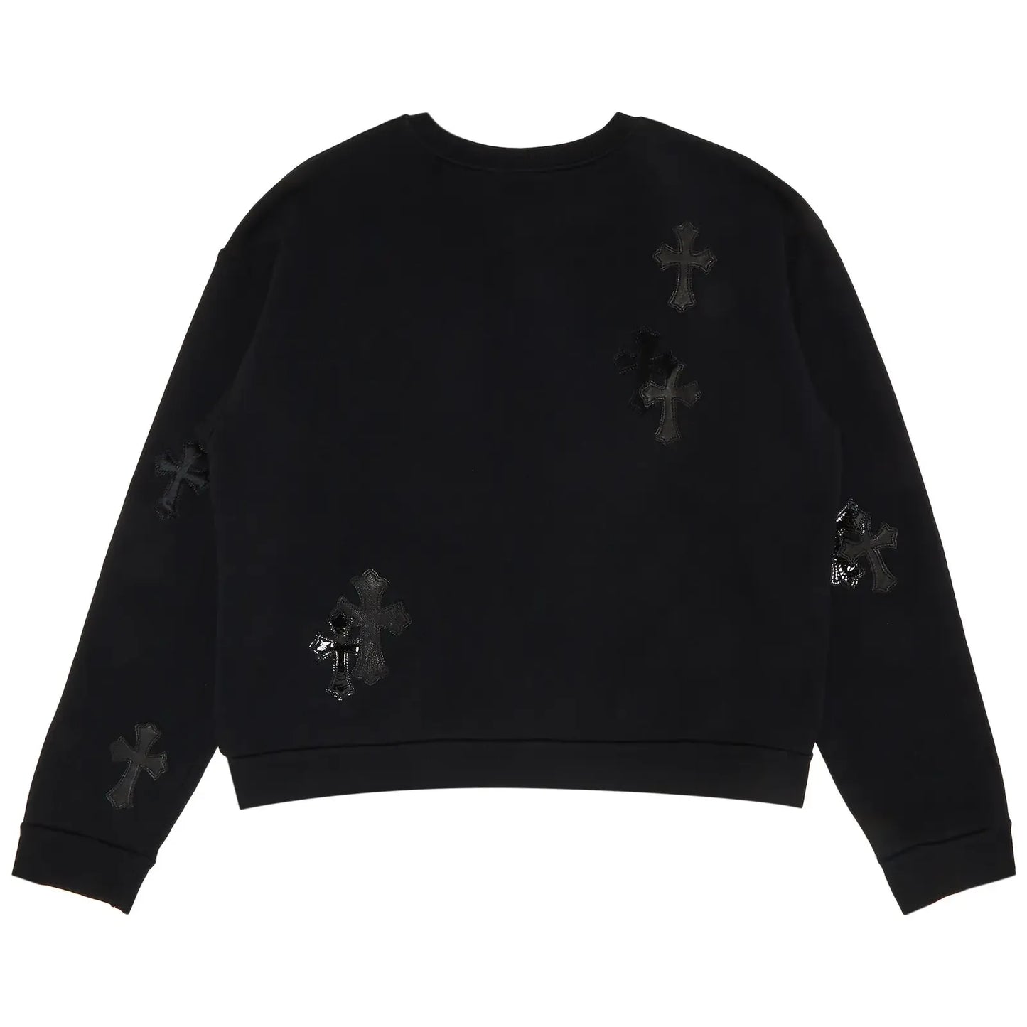 Chrome Hearts Ponyhair Patent Leather Cross Patch Crewneck Black