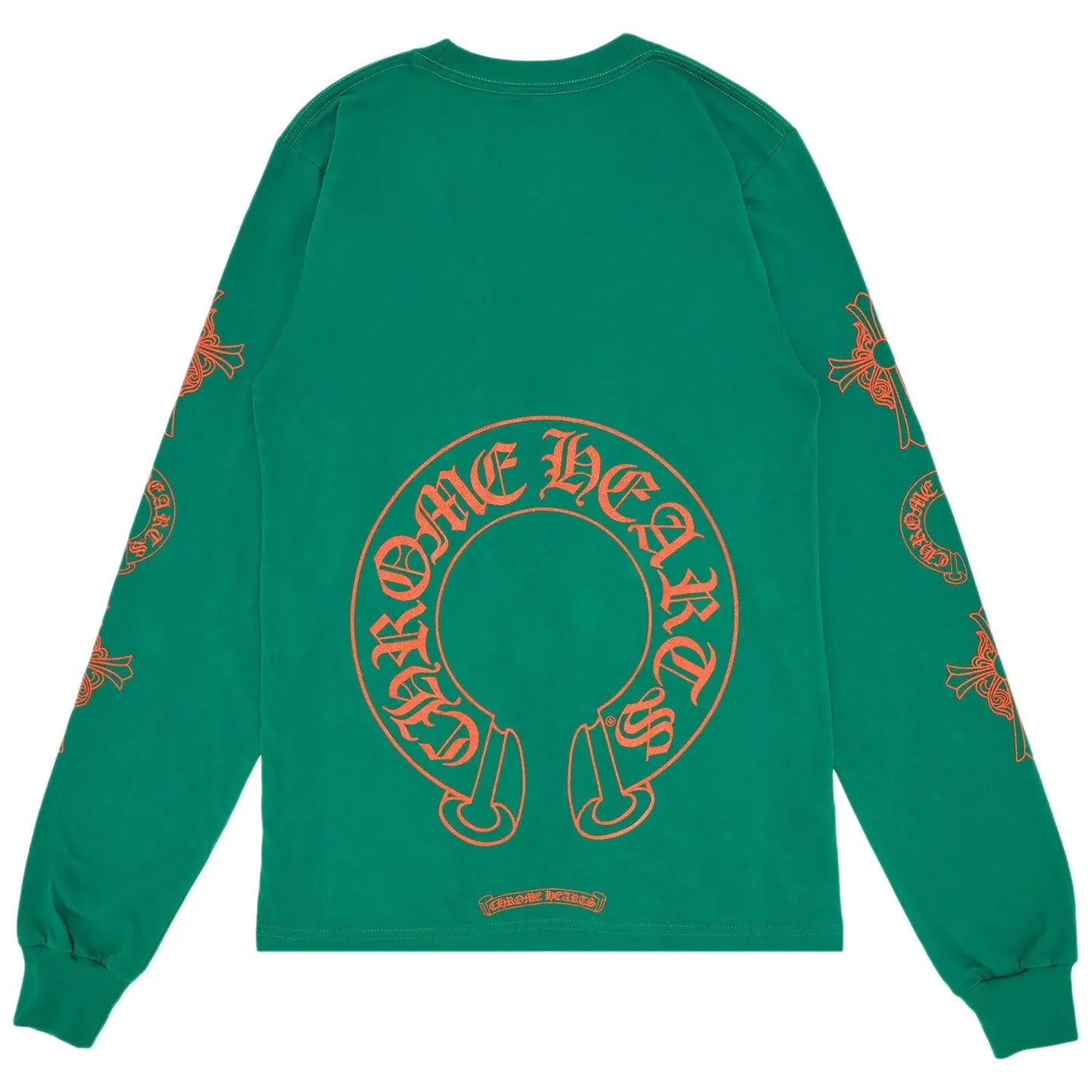 Chrome Hearts Horseshoe Cross Logo L/S T-Shirt Green/Orange