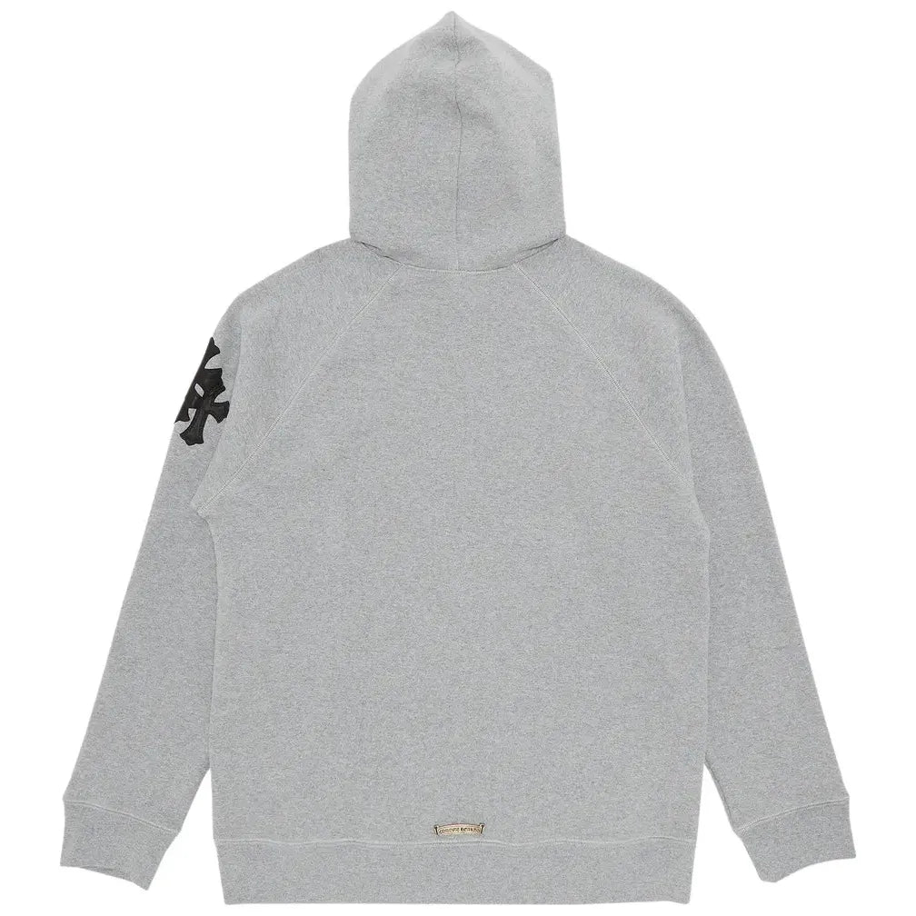 Chrome Hearts Paper Jam Leather Triple Cross Hoodie Heather Grey
