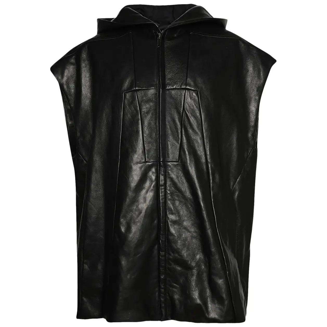 Rick Owens Leather Sleeveless Hooded Vest Black – Endless Supply