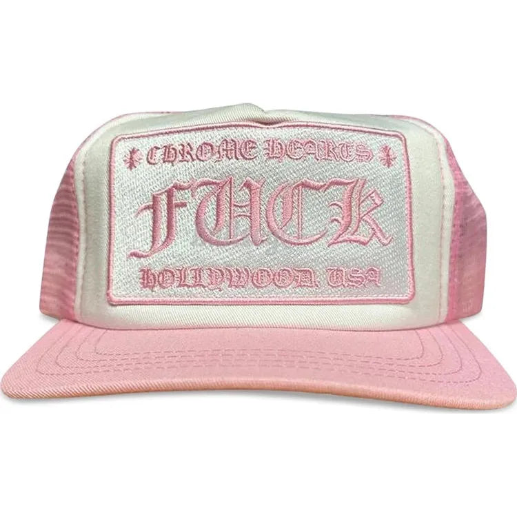 Chrome Hearts F**K Hollywood Trucker Hat Pink/White – Endless Supply
