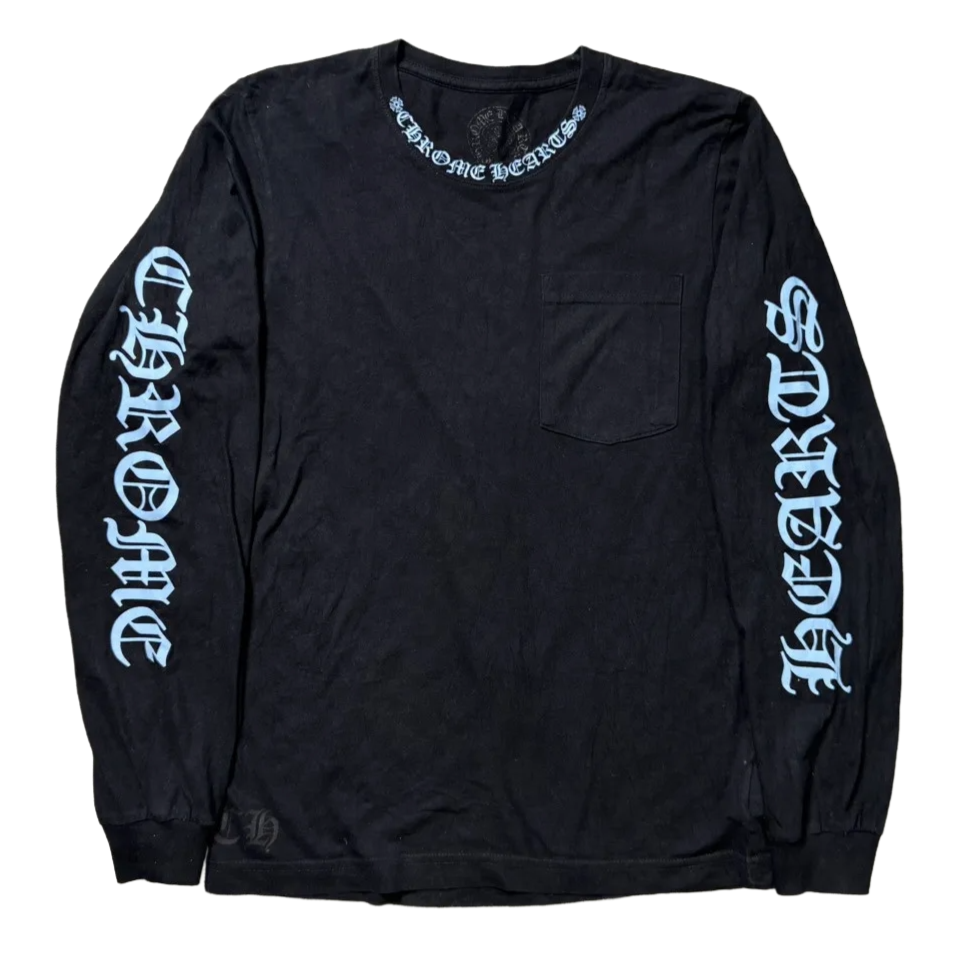 Chrome Hearts Neck Logo L/S T-Shirt Black/Light Blue