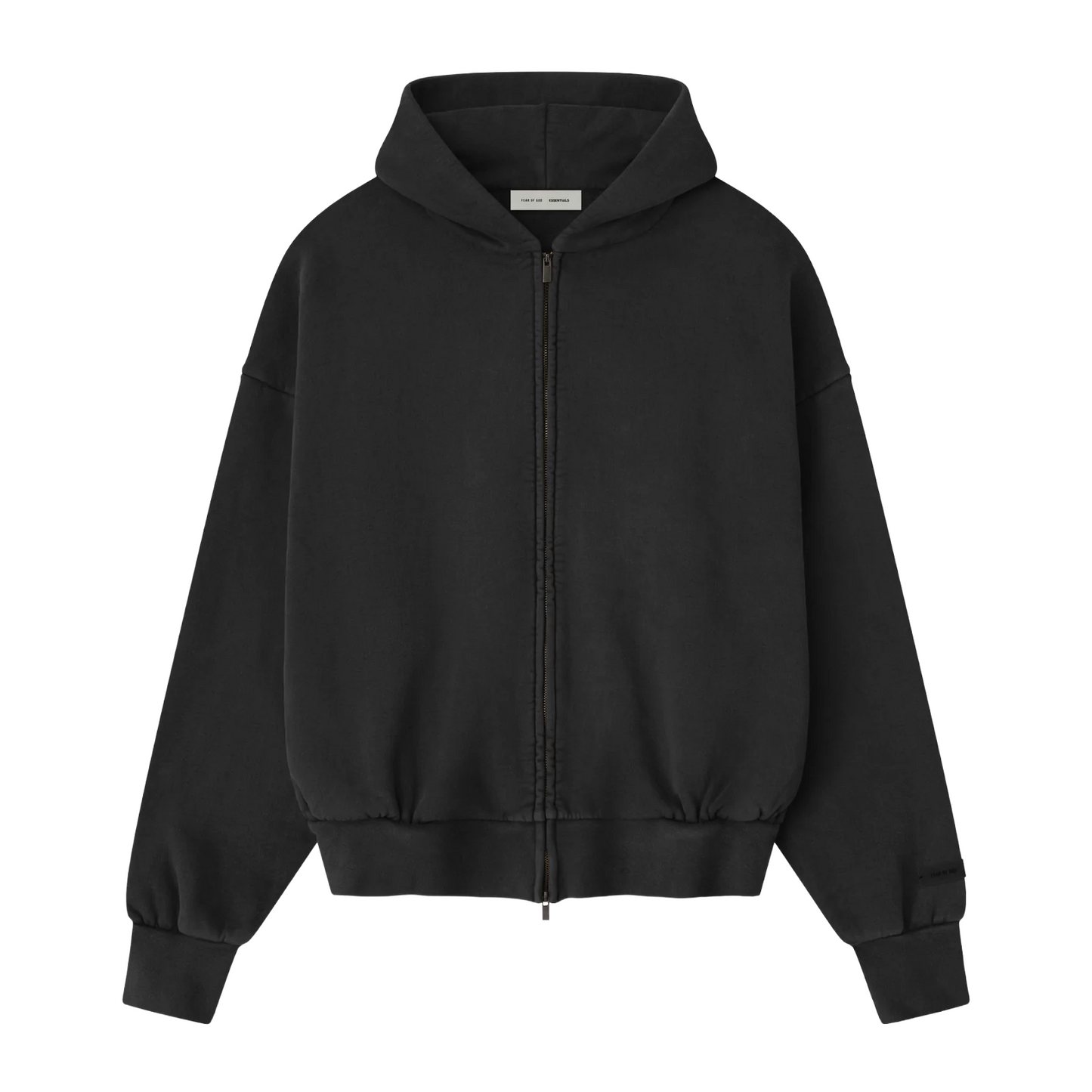 Fear of God Essentials Embroidered Classic Full Zip Hoodie Vintage Black