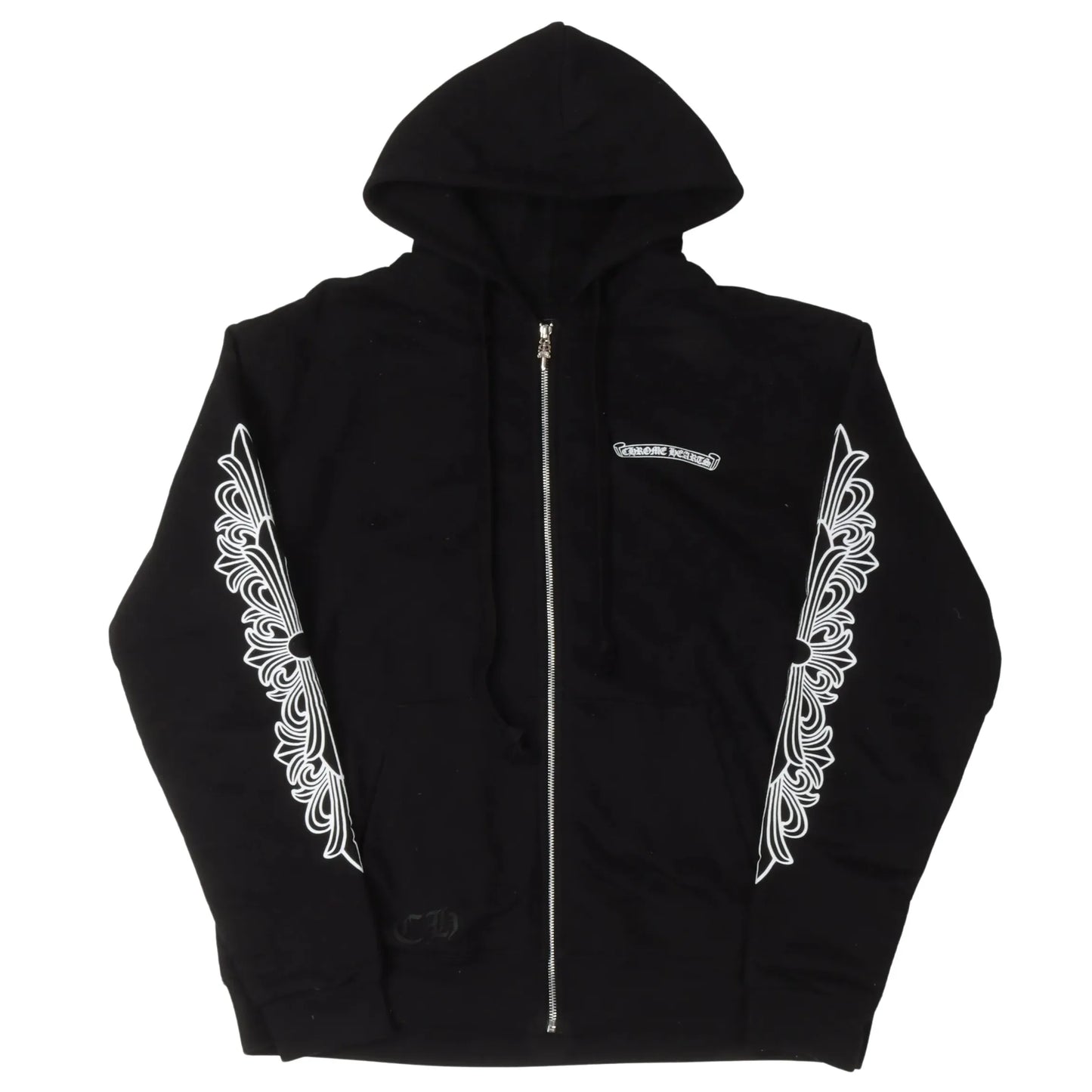 Chrome Hearts Aspen Exclusive Scroll Logo Floral Zip-Up Hoodie Black