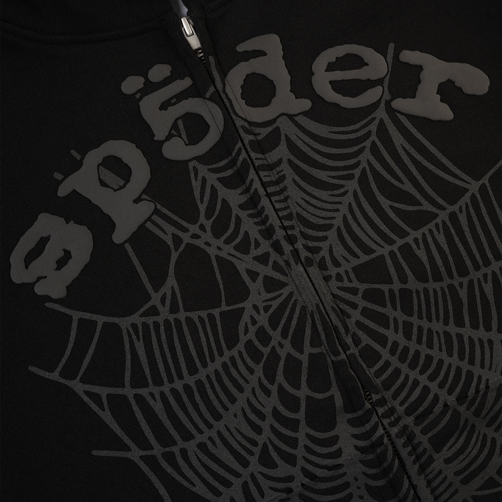 Sp5der OG Web V2 Phantom Zip-Up Hoodie Black