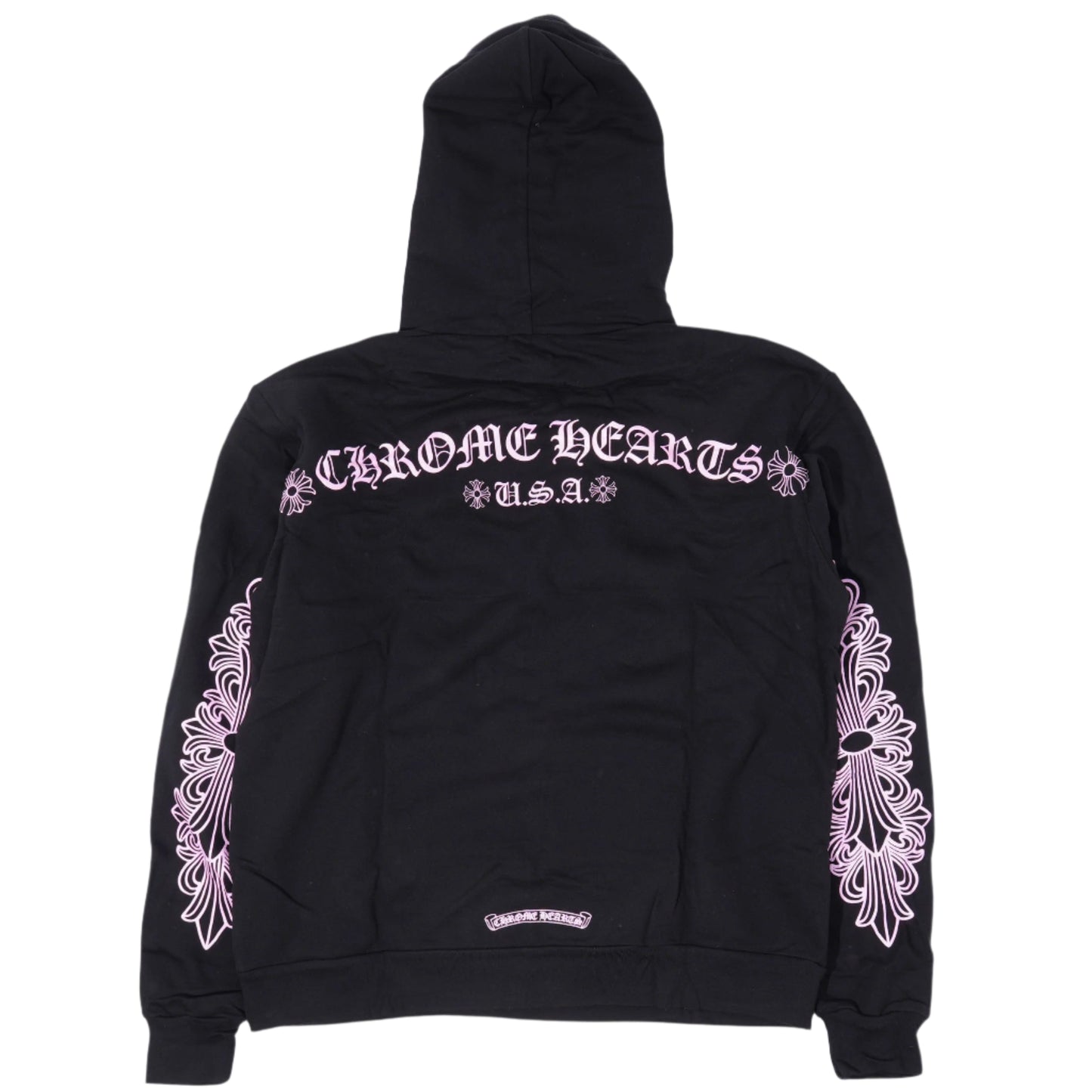 Chrome Hearts Pink Glitter Script Horseshoe Hoodie Black (Friends & Family Exclusive)