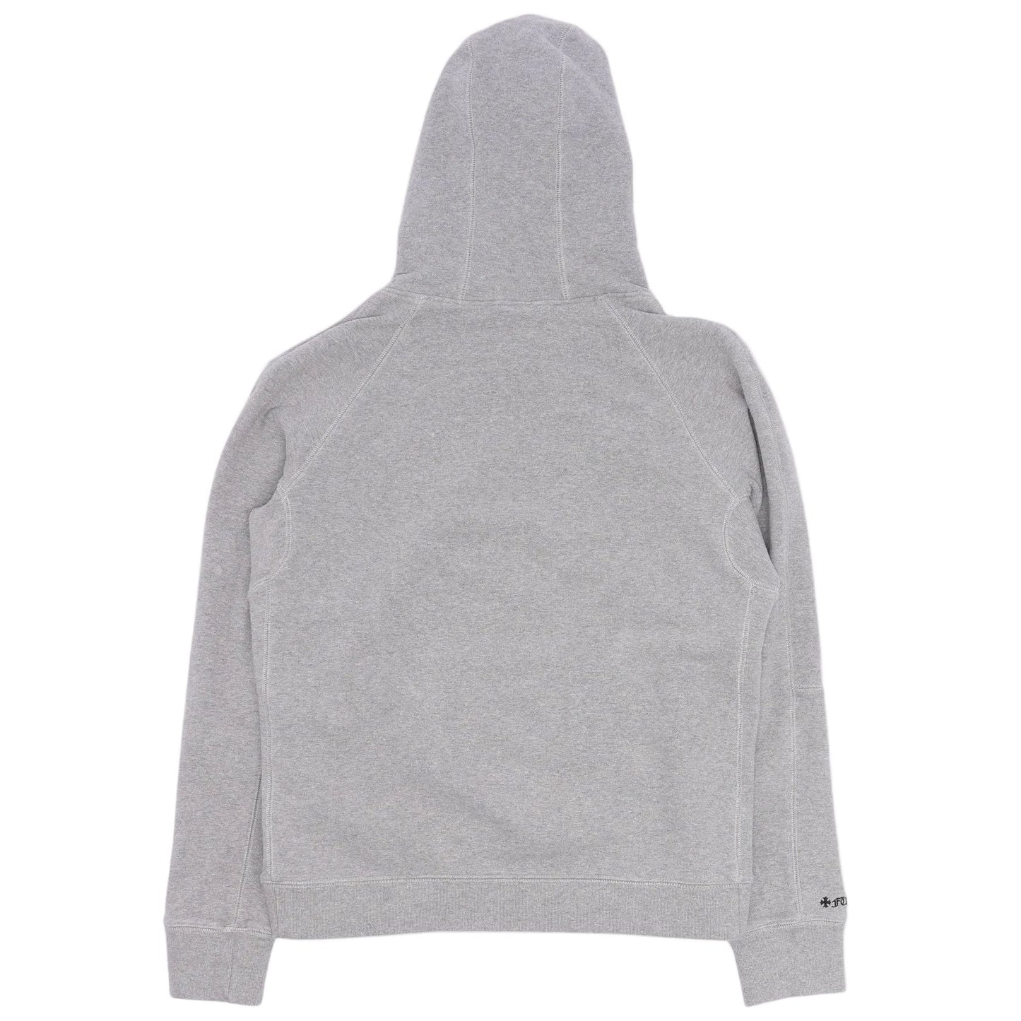 Chrome Hearts Leather Plus Cross Patch Vertical Logo Hoodie Heather Grey