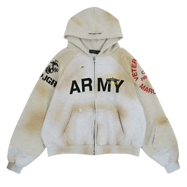 Project G/R Reconstructed Folded Zip-Up Hoodie Dirty Melange Project G/R Reconstructed Folded Zip-Up Hoodie Dirty Melange