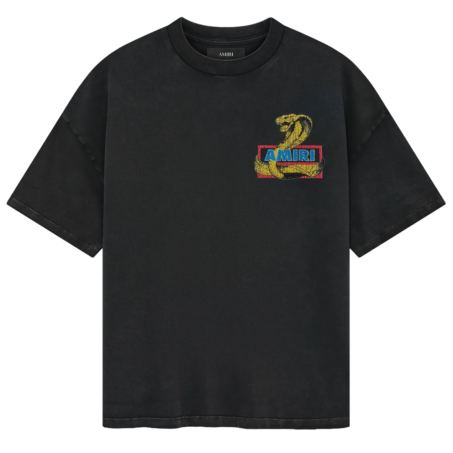 Amiri Crystal Cobra Oversized Tee Black