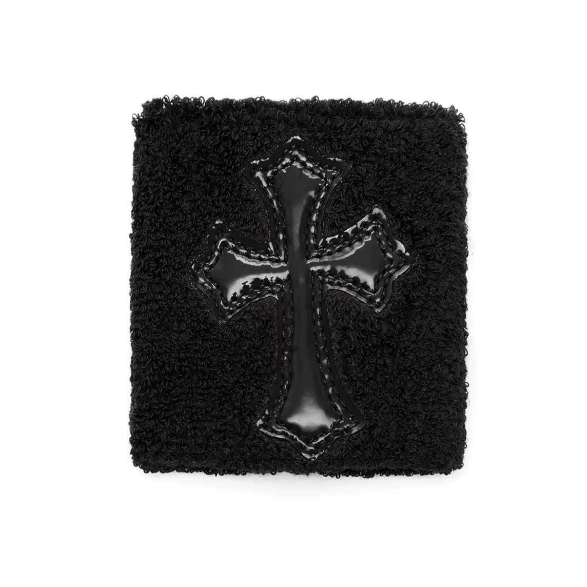 Chrome Hearts Black Patent Leather Cemetery Cross Patch Sweatband Black