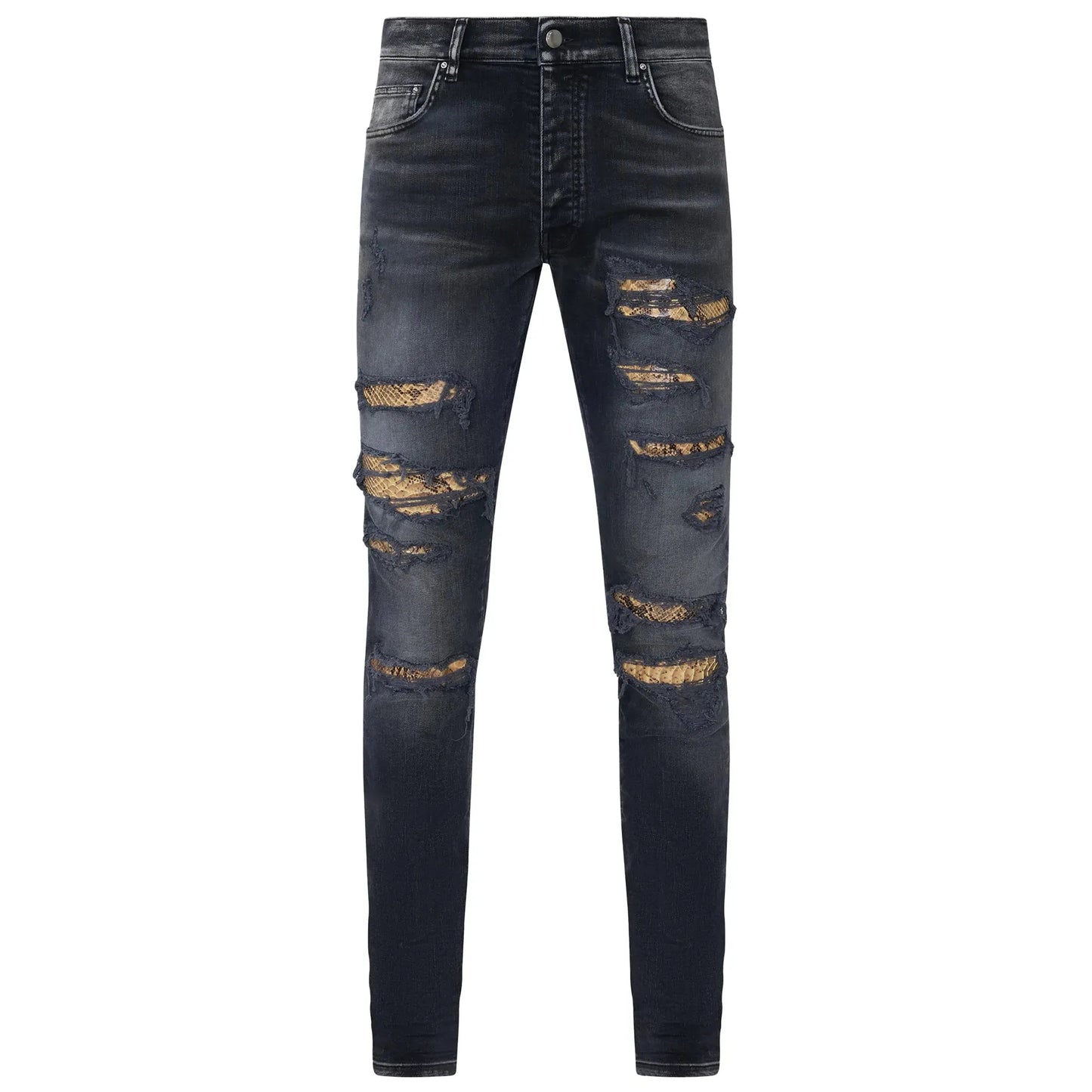 Amiri Snake Thrasher Skinny Jean Storm Black