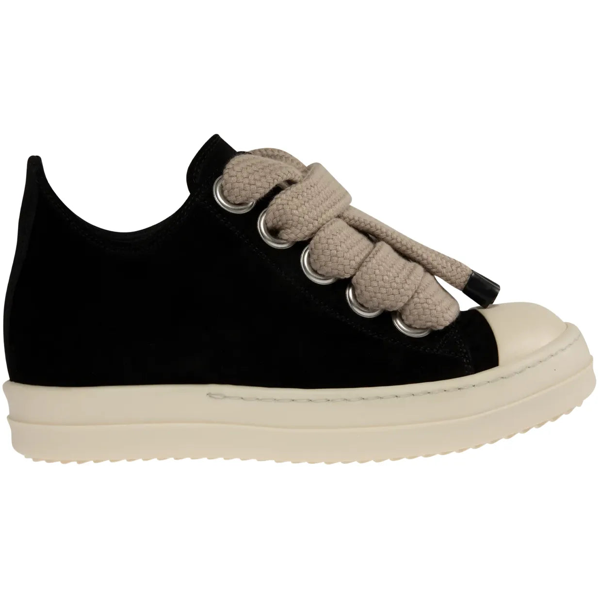 Rick Owens FW26 Tower Suede Jumbo Laced Low Sneakers Black/Milk/Milk