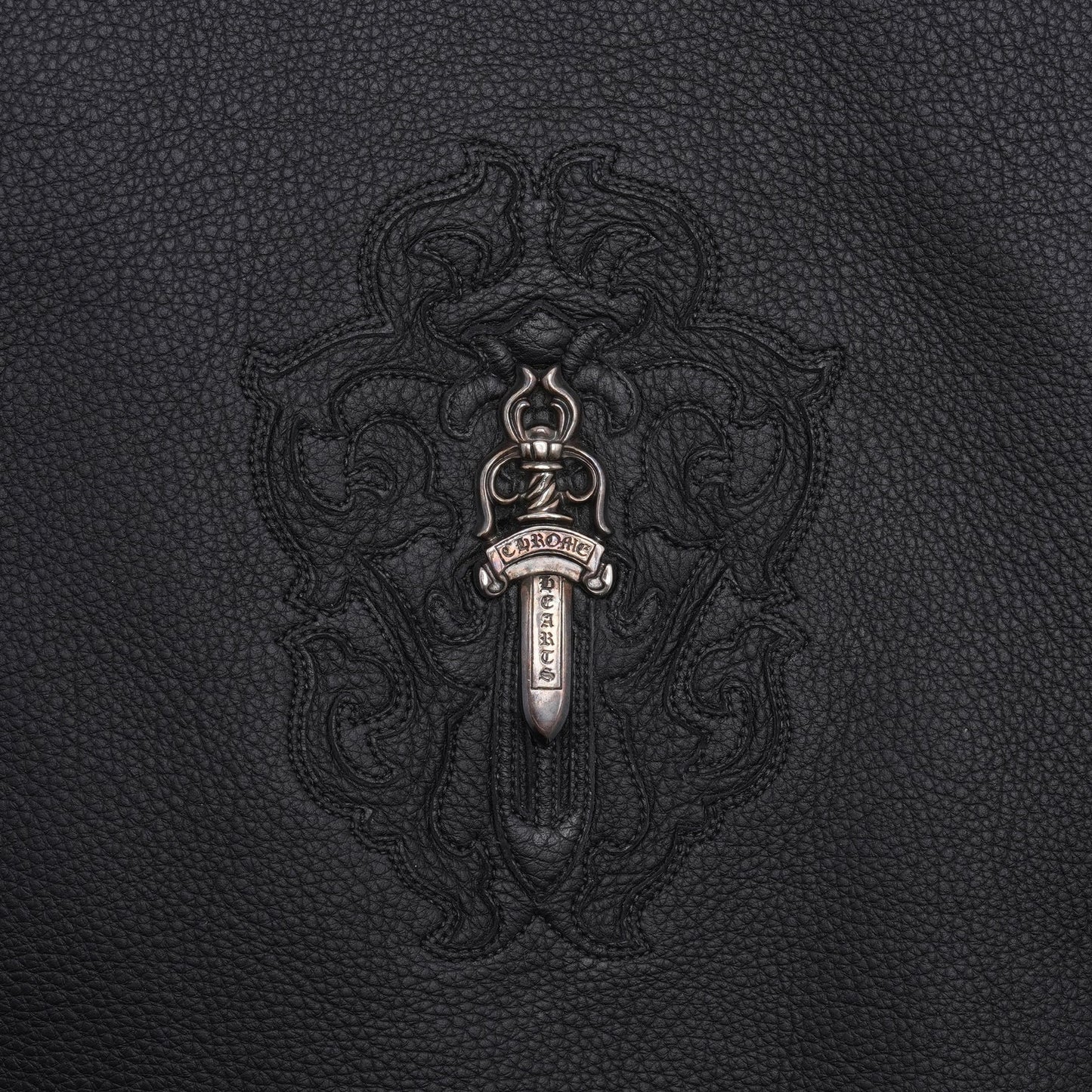 Chrome Hearts Dagger Embellished Leather Messenger Bag Black