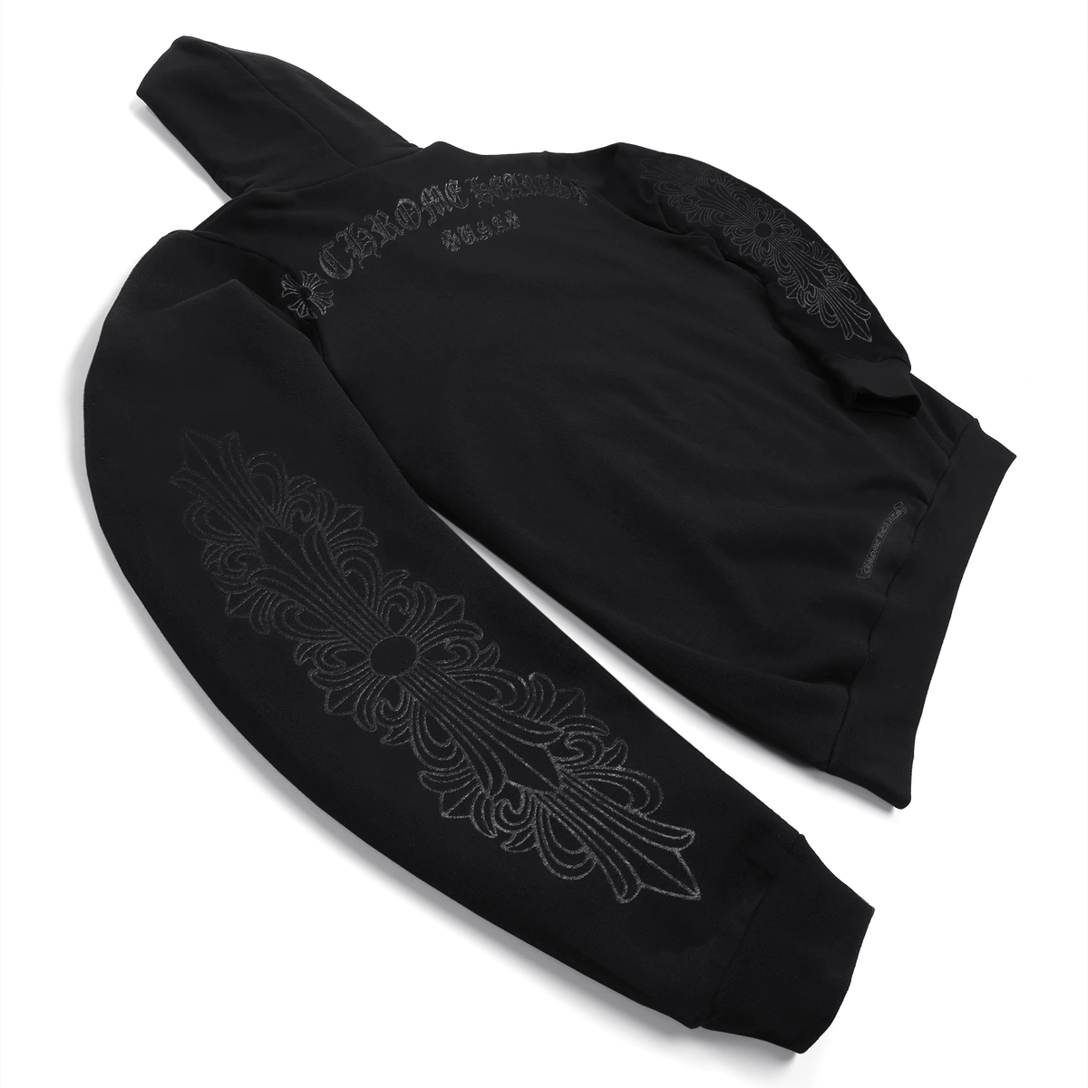 Chrome Hearts Script Horseshoe Floral Hoodie Black/Black