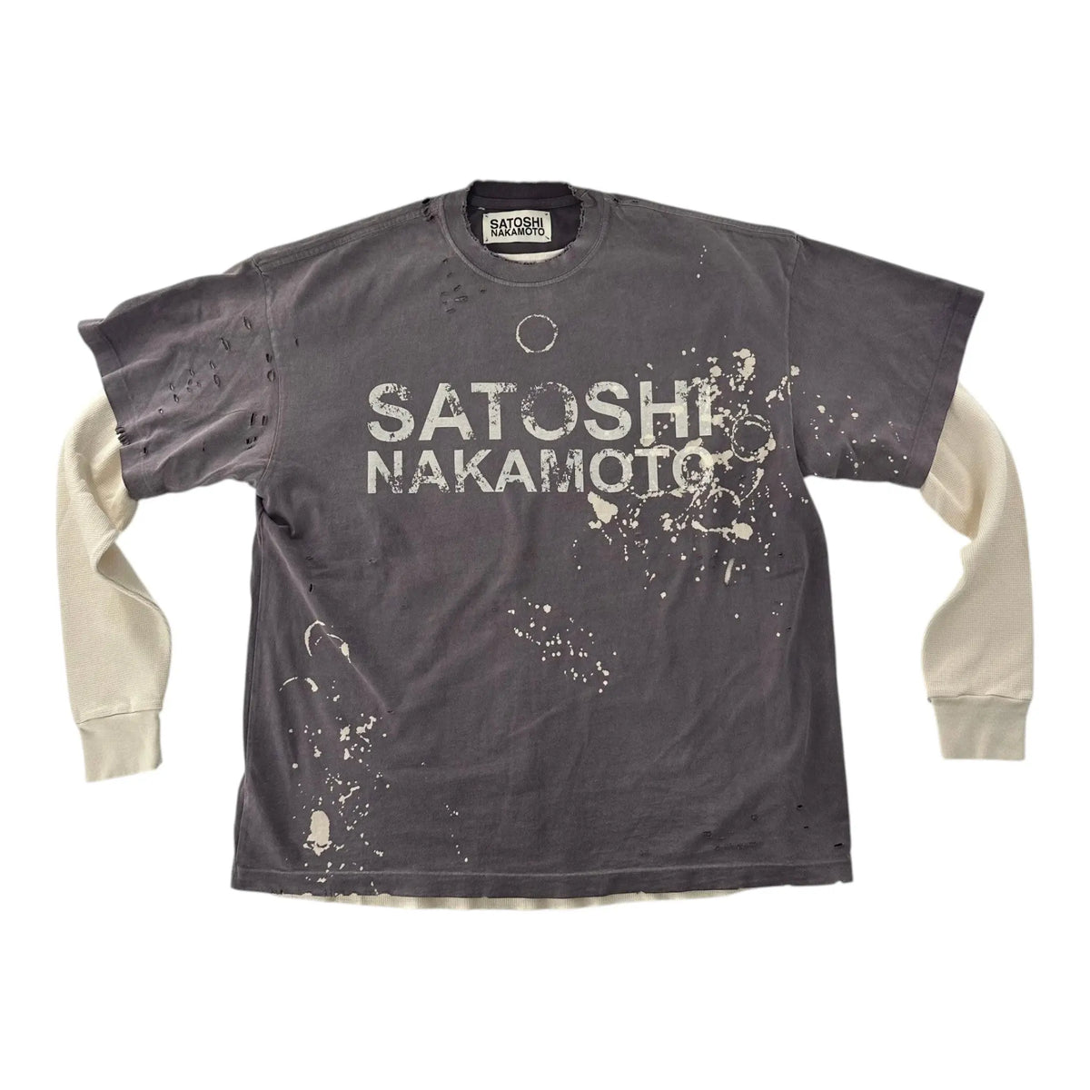 Satoshi Nakamoto Bleached Luke Thermal Tee Grey