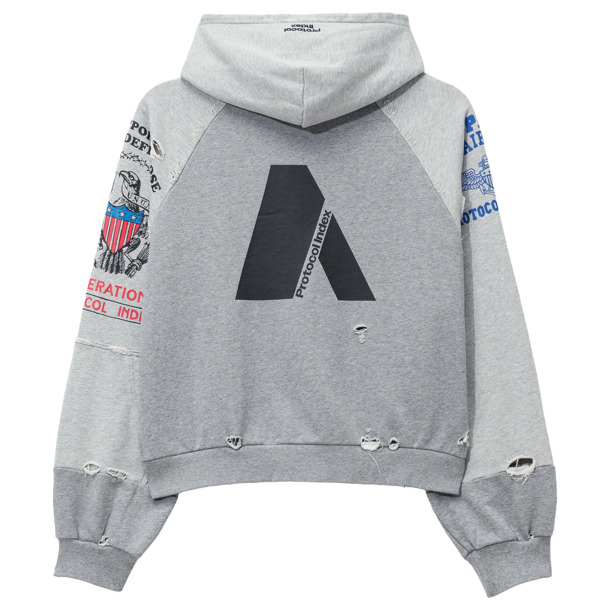 Protocol Index Reconstructed Sweatshirt Zip-Up Hoodie Melange Grey