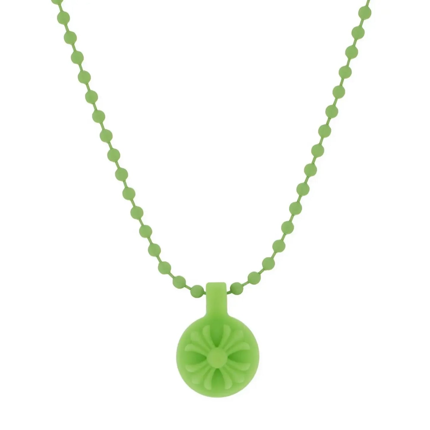 Chrome Hearts Silichrome Cross Ball Charm Necklace Green