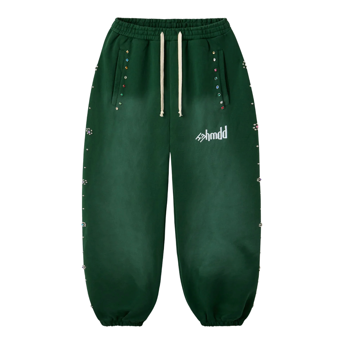 HMDD Flower Studded Scrunch Sweats Green