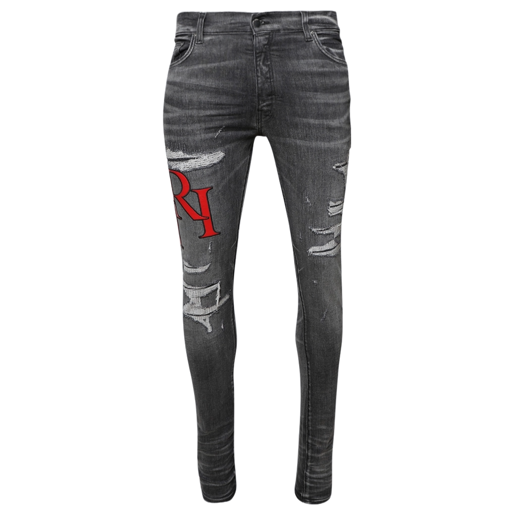 Amiri Staggered Logo Jean Rain Grey
