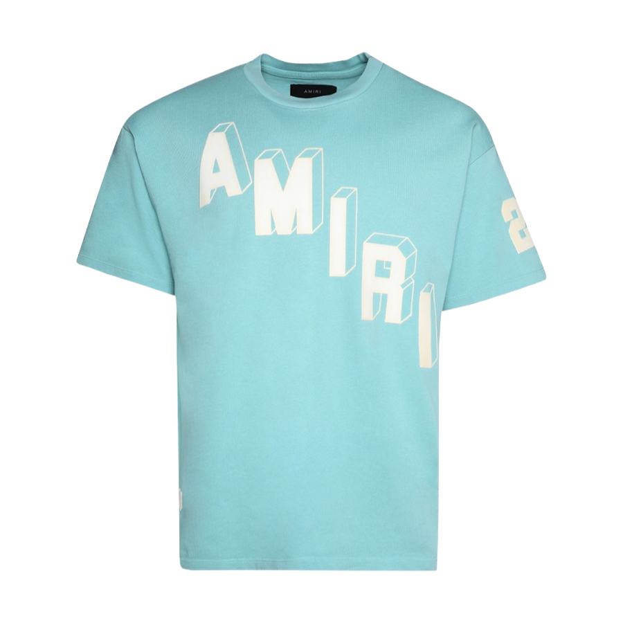 Amiri Flocked Hockey Skater Tee Aqua