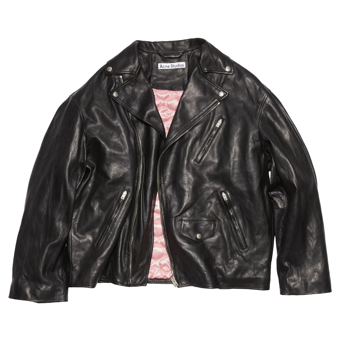 Acne Studios Distressed Leather Jacket Black