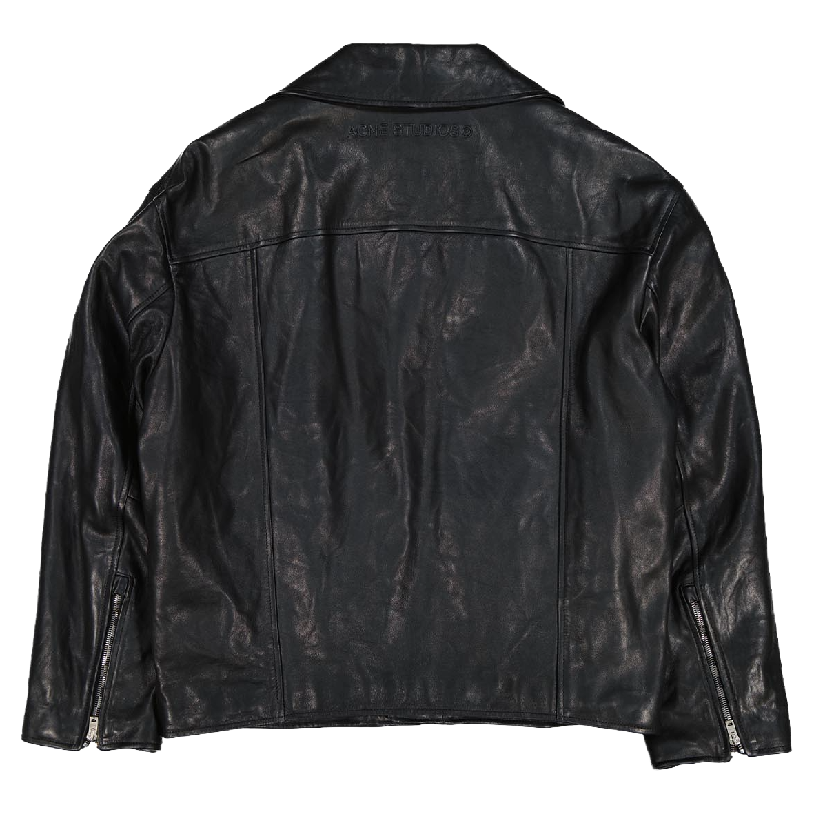 Acne Studios Distressed Leather Jacket Black