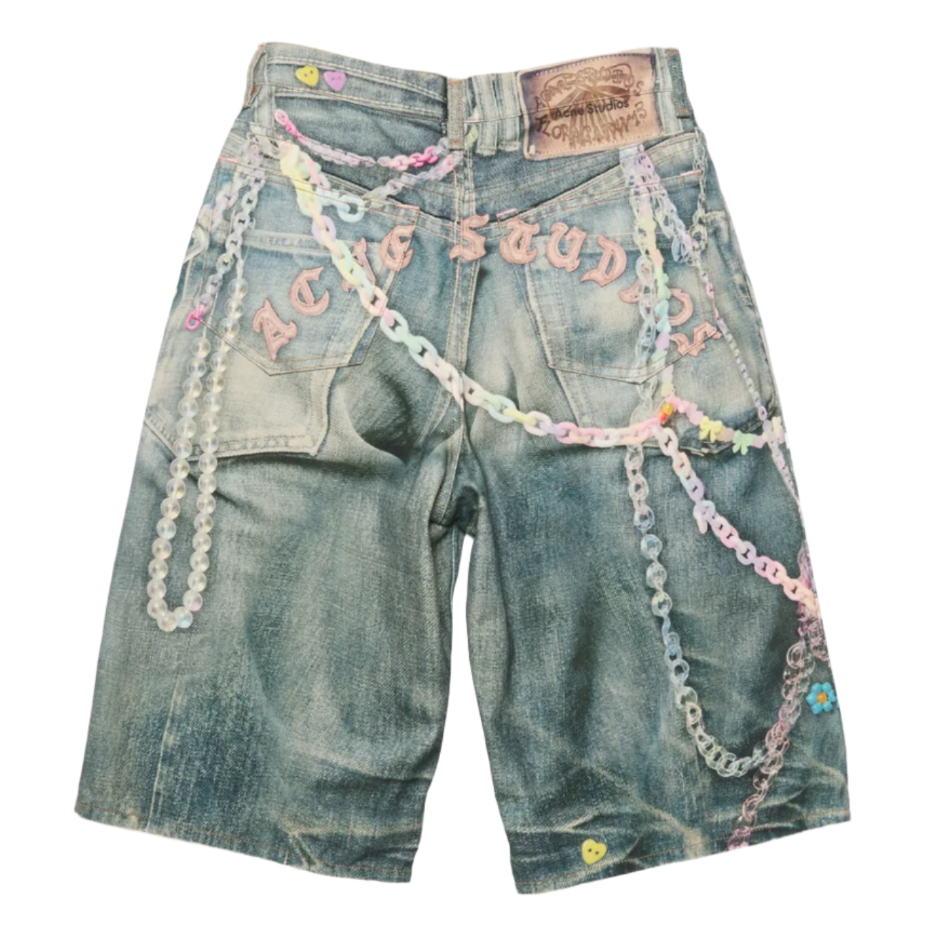Acne Studios Keychain Denim Shorts Mid Blue