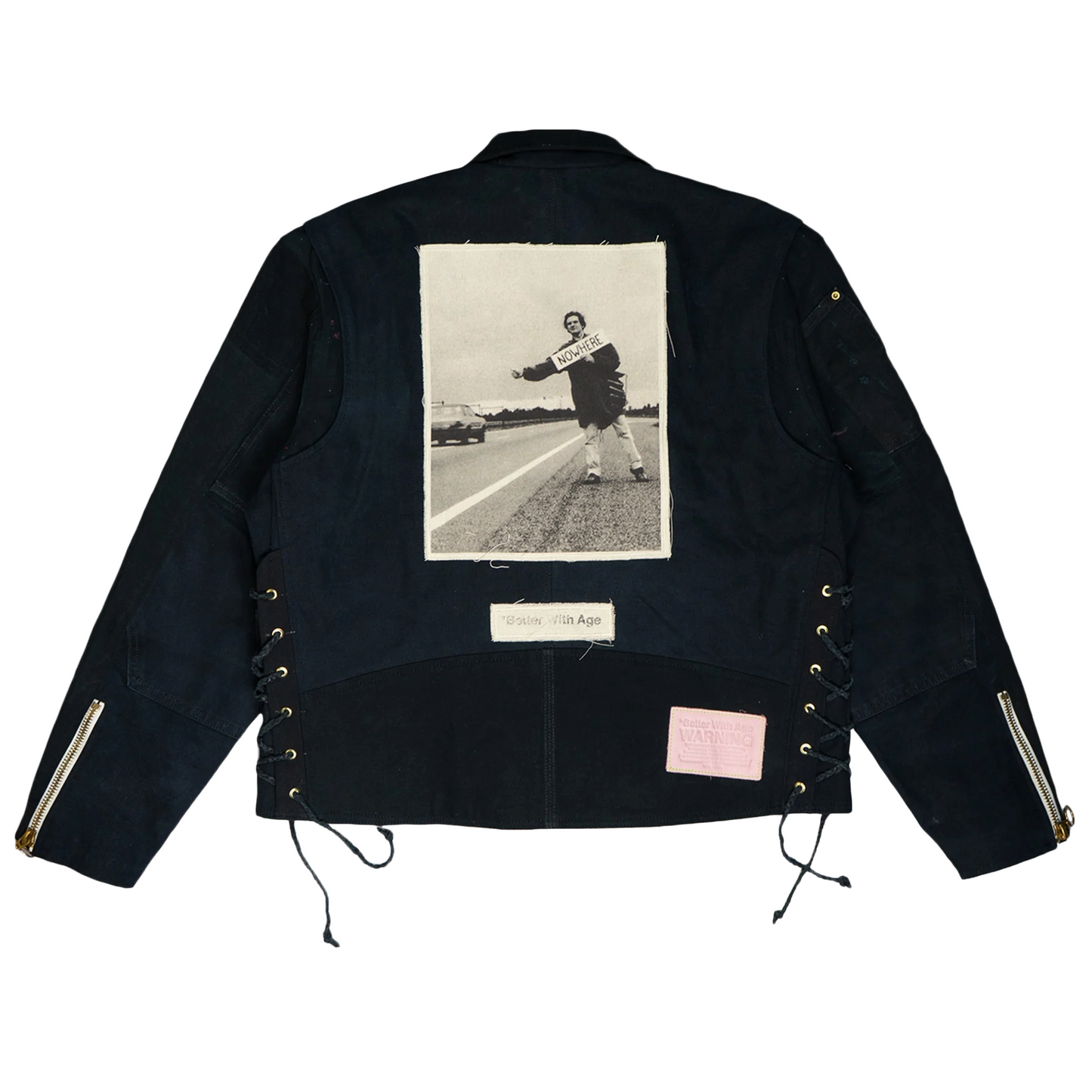 *Better With Age Tuxedo Reconstructed Workwear Motorcycle Jacket Black