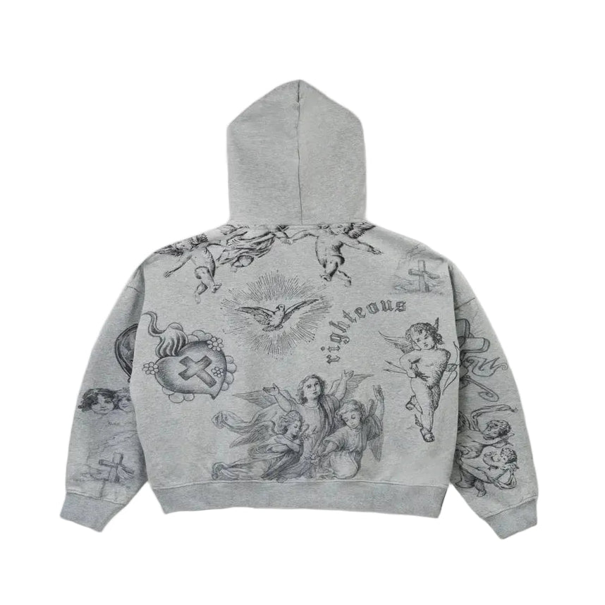 We Are Righteous God's Favorite Distressed Hoodie Grey