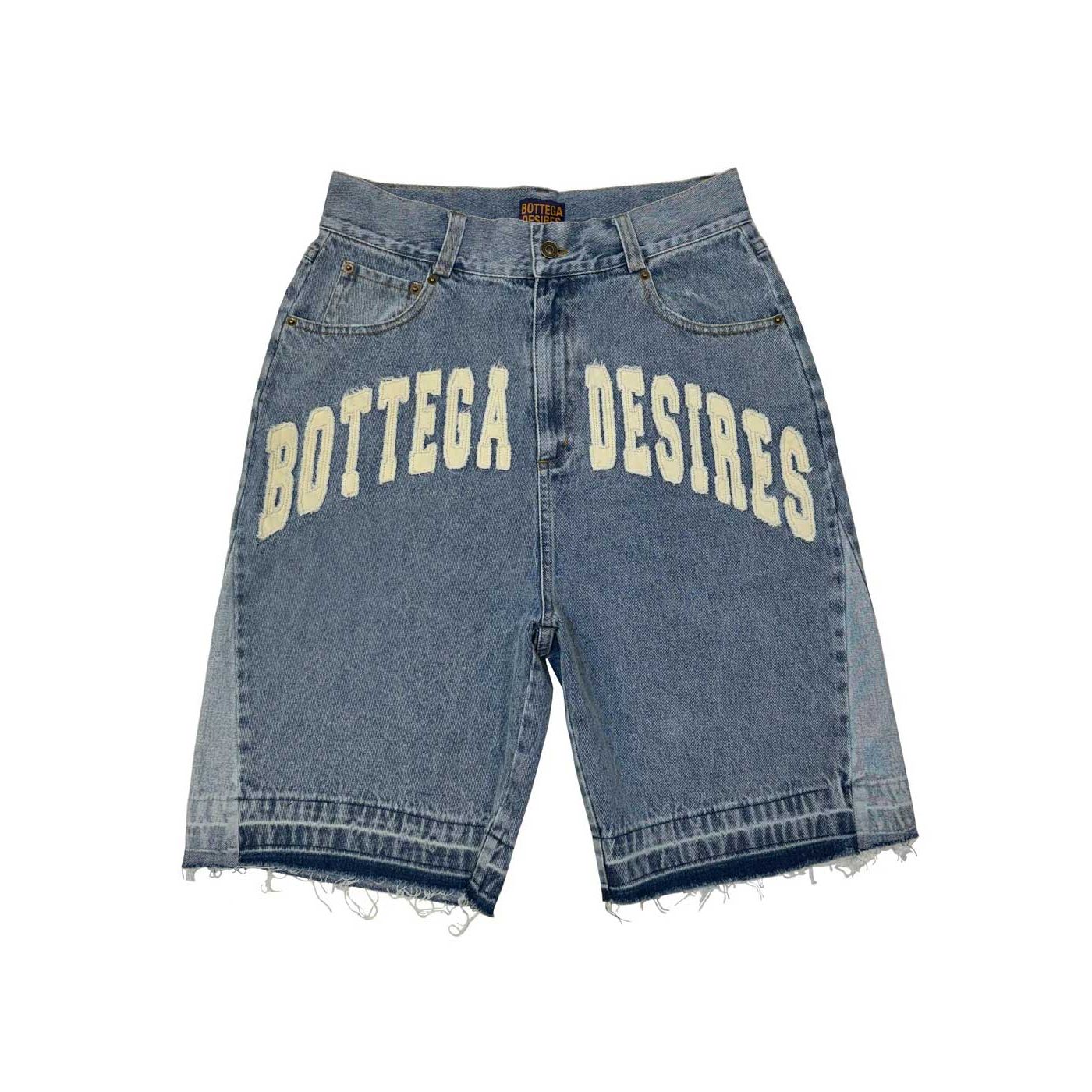 Bottega Desires Denim Applique Shorts Blue