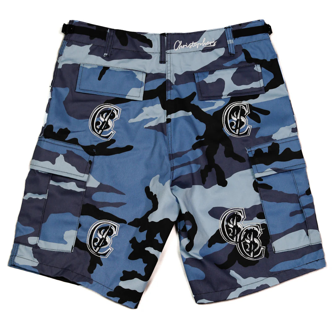 Chris Smokes C$ Cargo Shorts Blue Camo