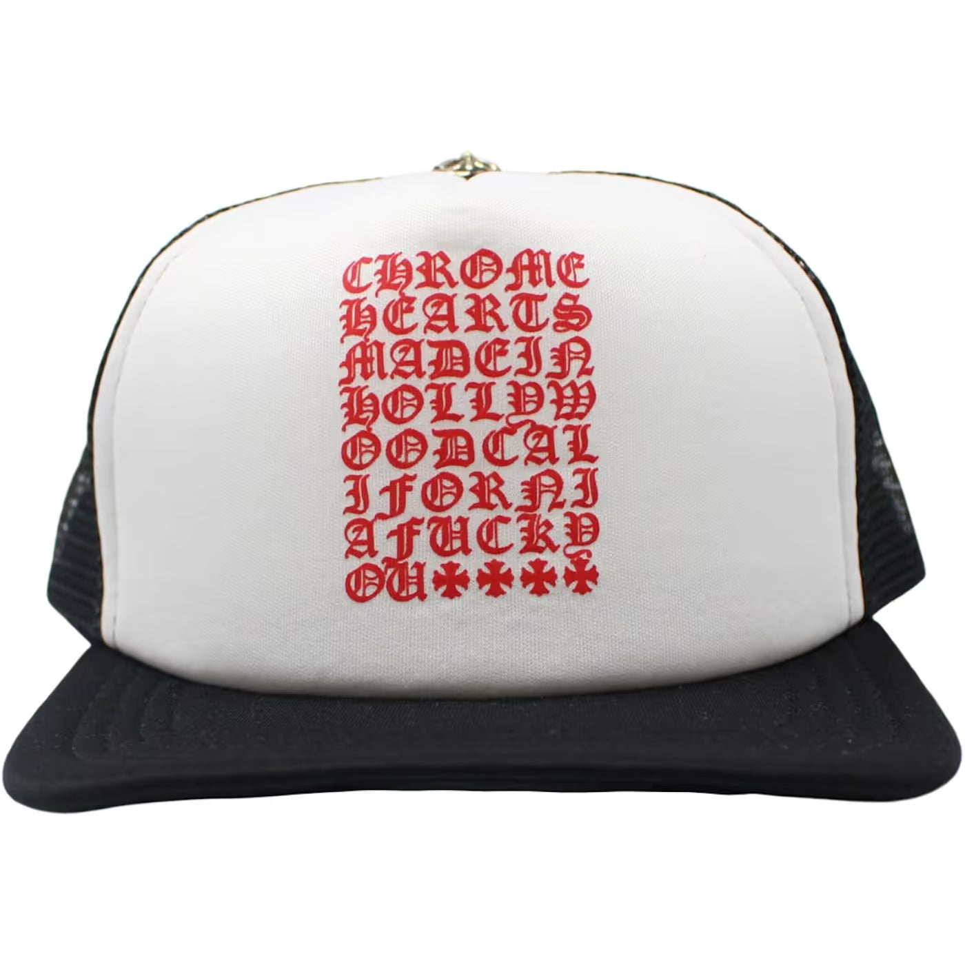 Chrome Hearts Eyechart Trucker Hat Black/White/Red