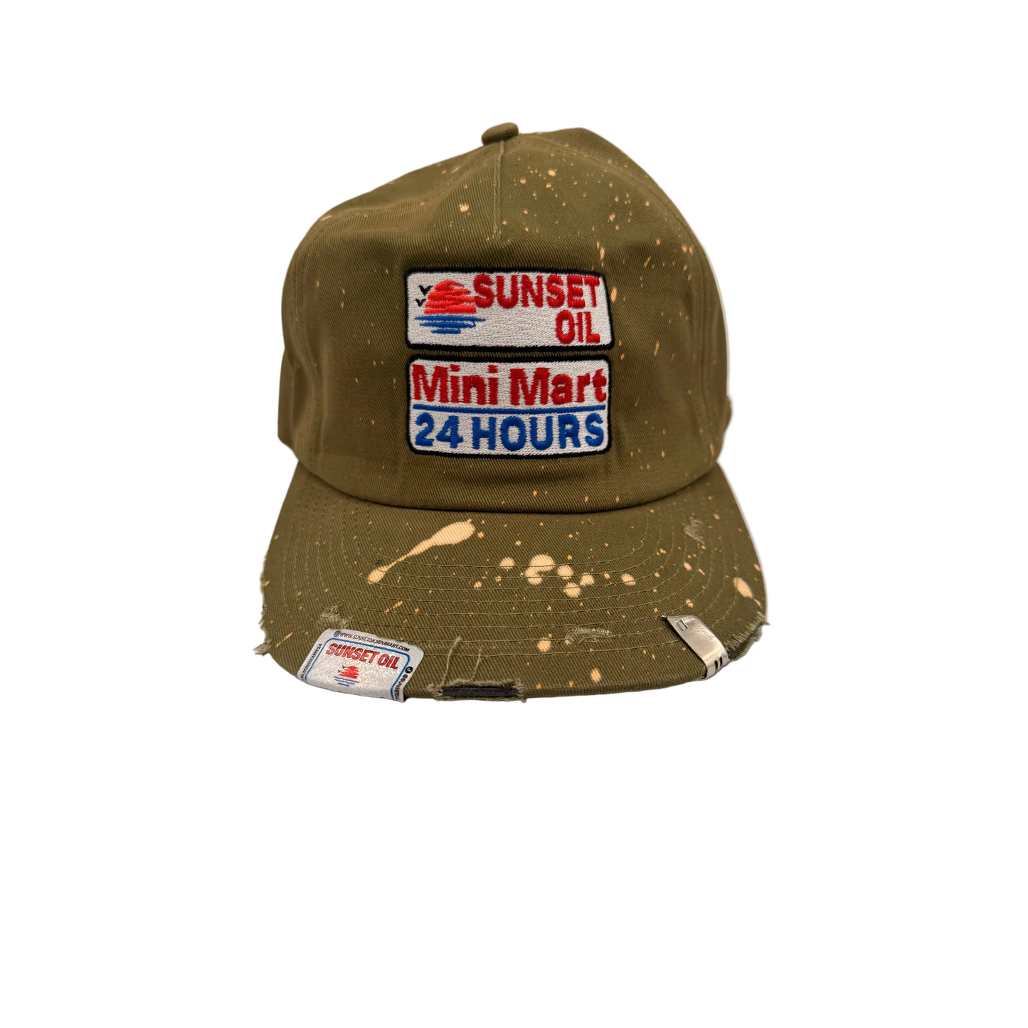 Sunset Oil Bleach Day Hat Olive Green