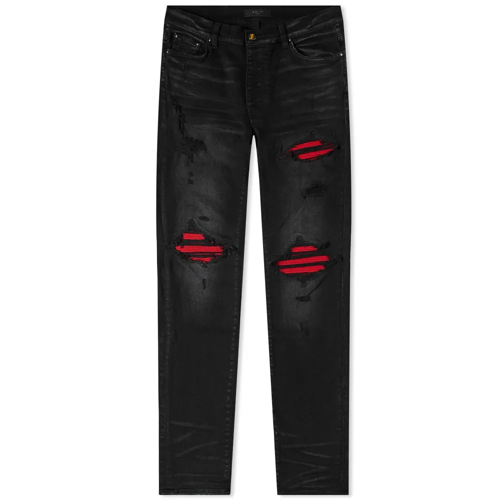 Amiri MX1 Ultra Suede Jean Black/Red
