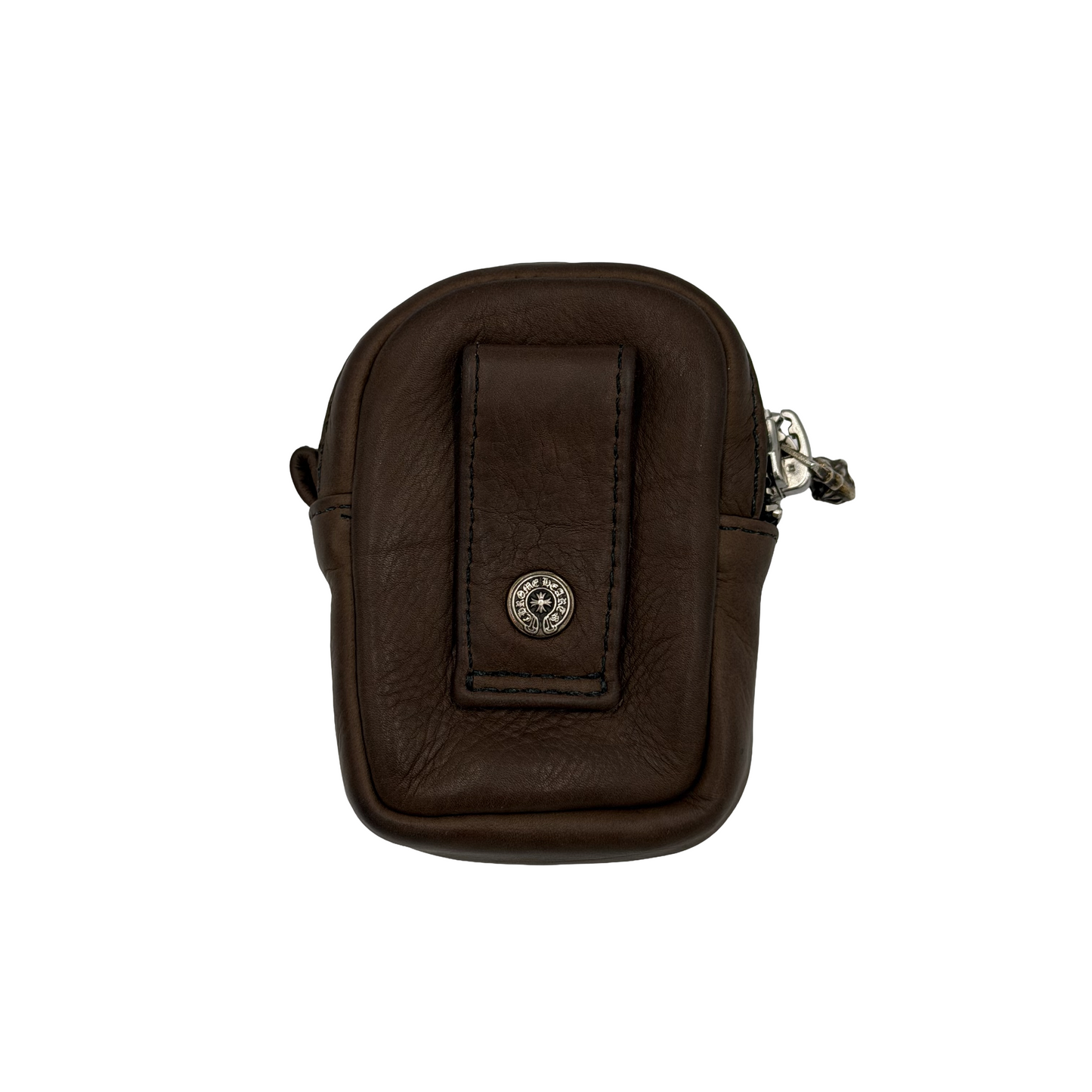 Chrome Hearts Leather Cross Patch Belt Pouch Brown/Pink