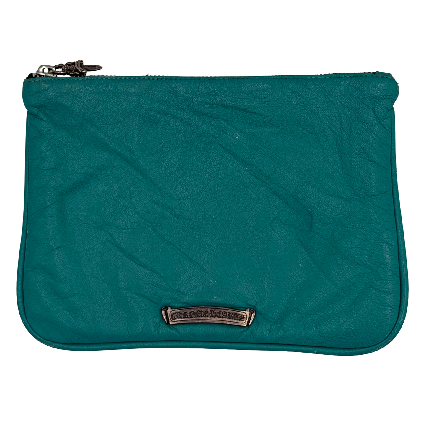 Chrome Hearts Leather Cross Patch Pouch Turquoise