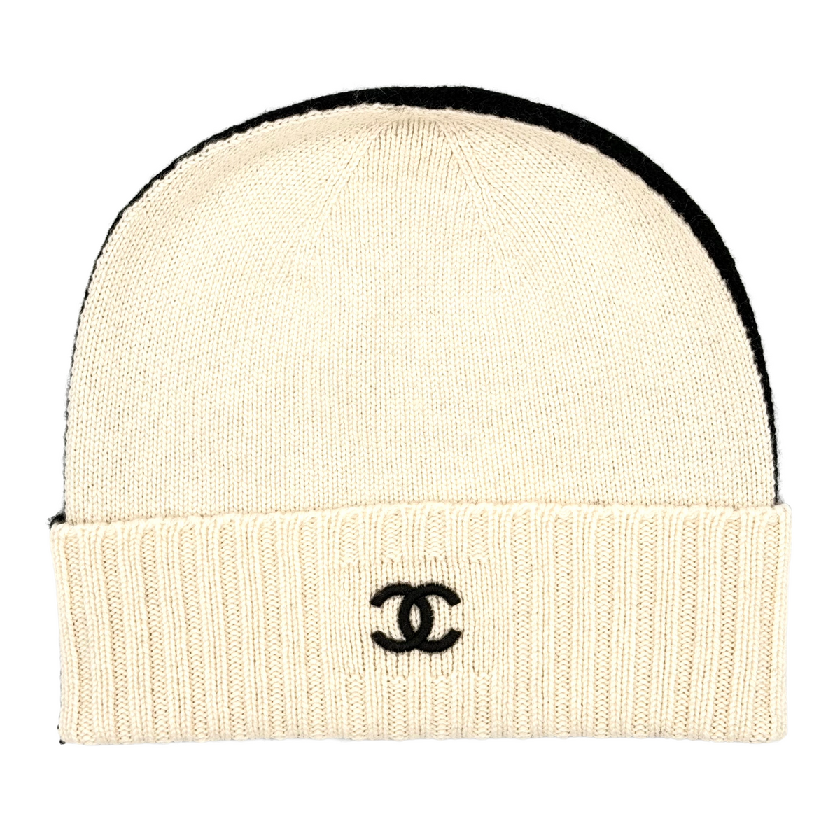 Chanel Cashmere Double Sided Beanie Black/Ecru