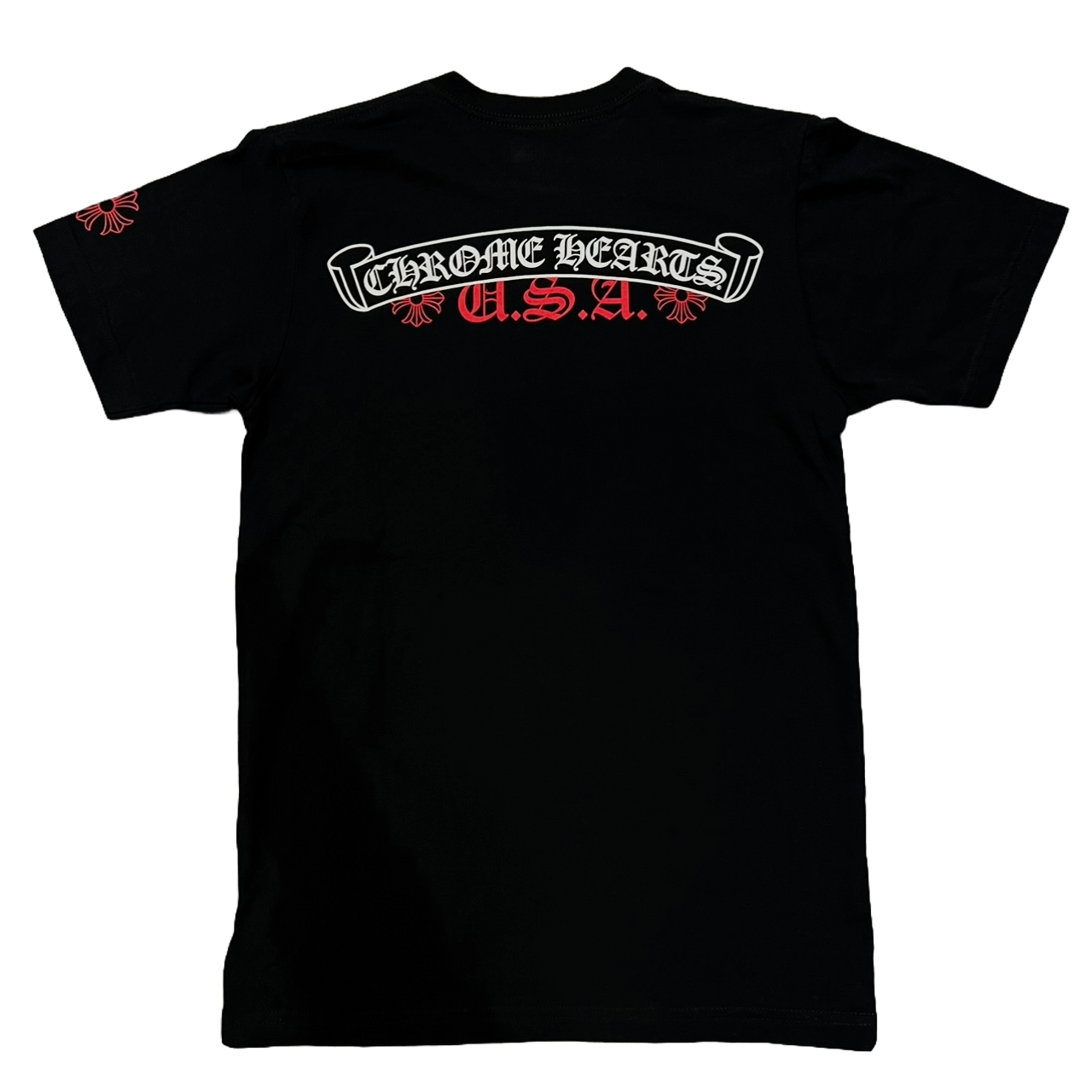 Chrome Hearts USA Scroll Logo T-Shirt Black/Red – Endless Supply Chrome Hearts USA Scroll Logo T-Shirt Black/Red – Endless Supply