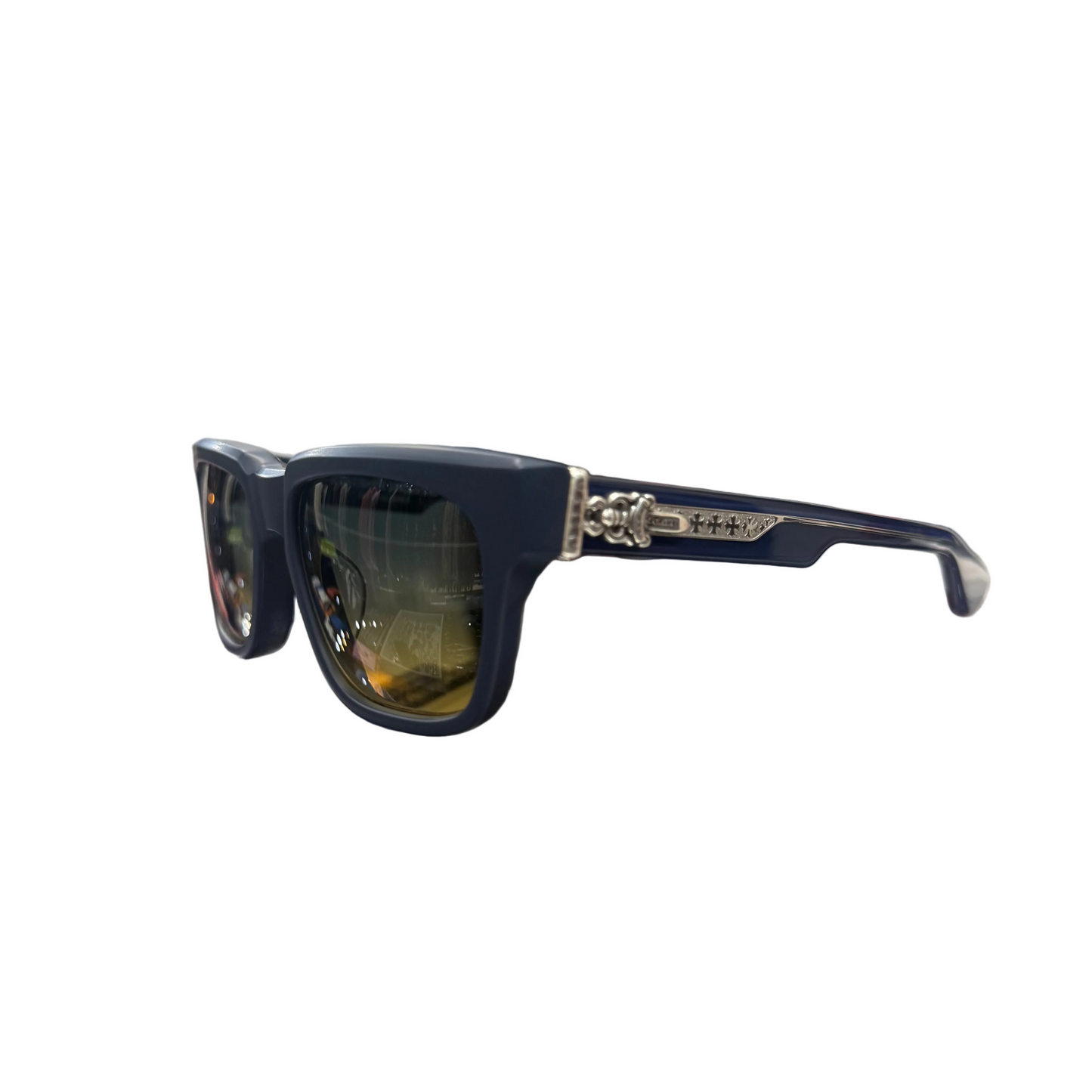 Chrome Hearts Box Officer Sunglasses Matte P,Cock/Silver