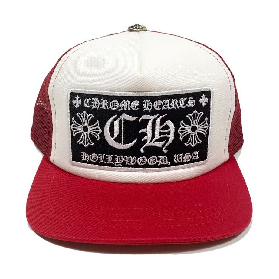 Chrome Hearts CH Hollywood Trucker Hat Red/White