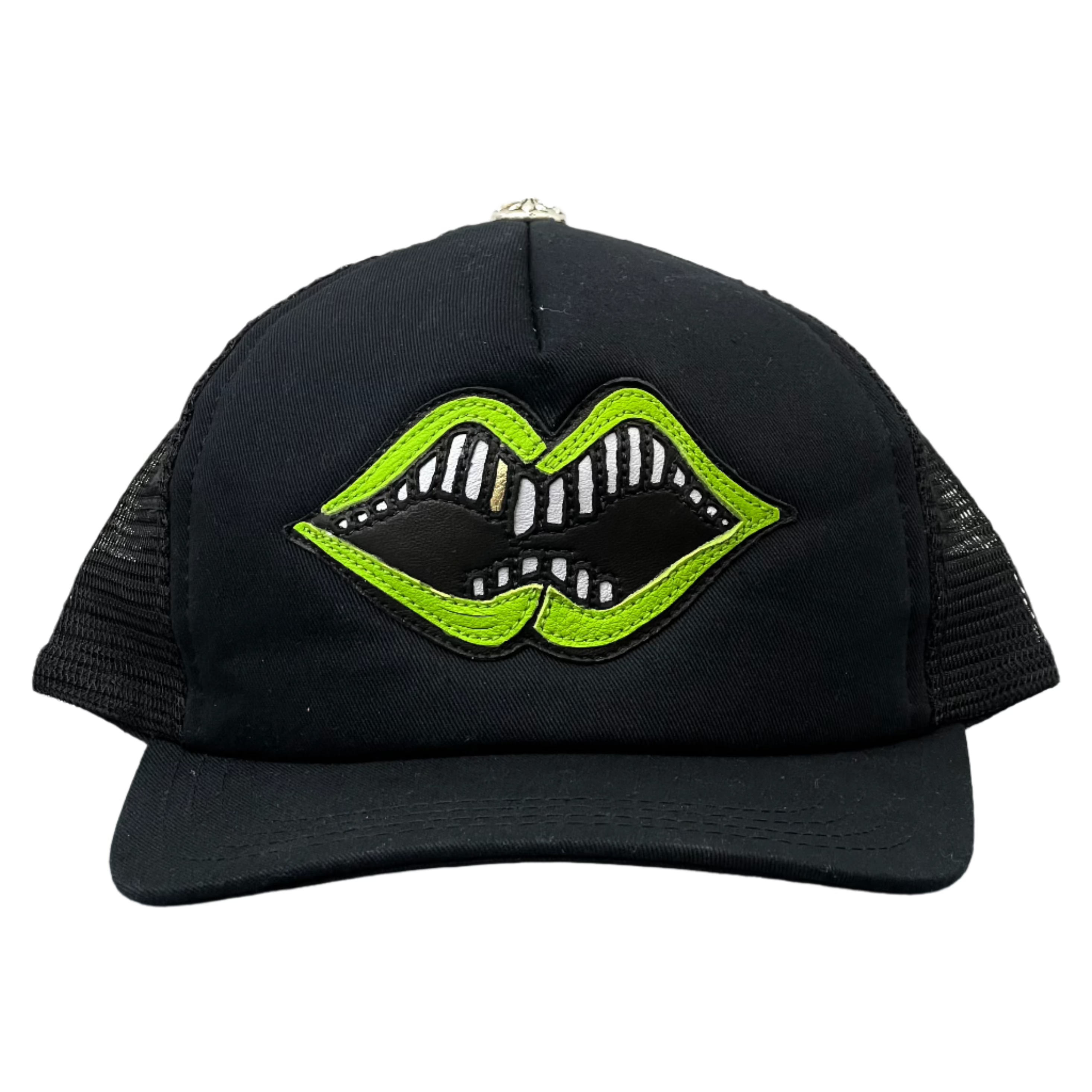 Chrome Hearts Matty Boy Green Leather Chomper Trucker Hat Chrome Hearts Matty Boy Green Leather Chomper Trucker Hat