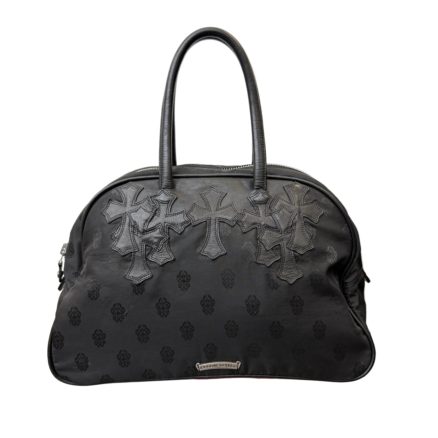 Chrome Hearts Leather Cross Patch Nylon Dagger Print Gym Bag Black