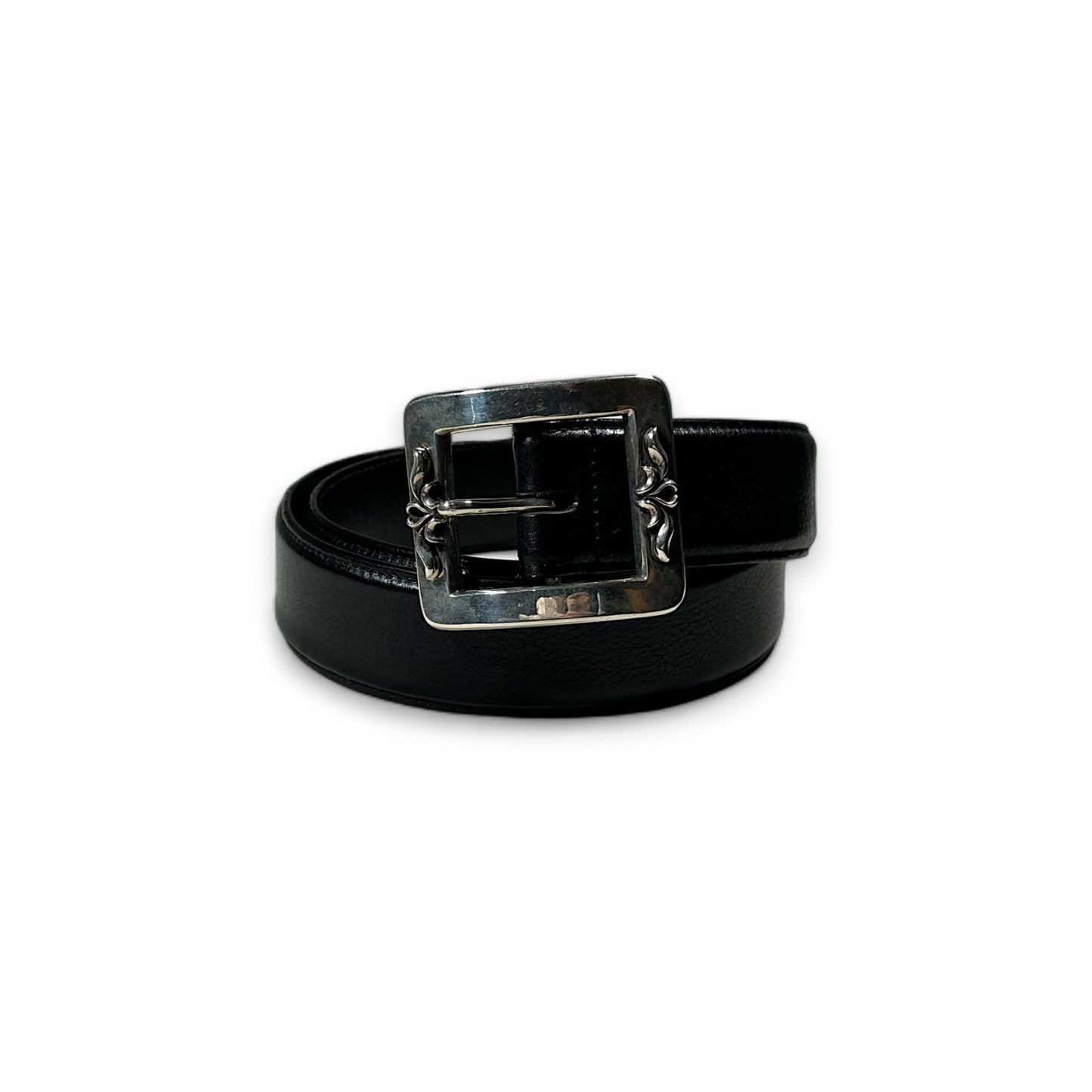 Chrome Hearts OTJ Belt Black Leather Silver Buckle