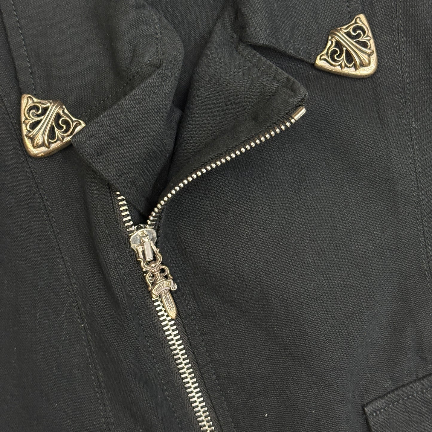 Chrome Hearts Denim Dagger Biker Jacket Black