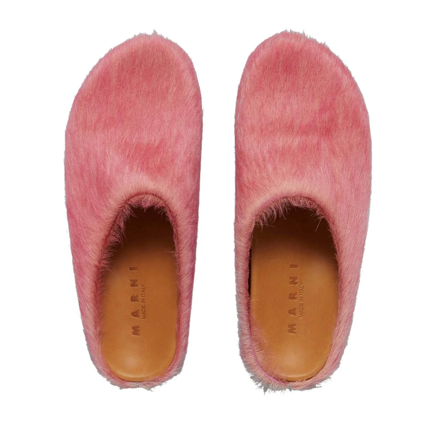 Marni Womens Long-Hair Calfskin Fussbett Sabot Loafers Lipstick