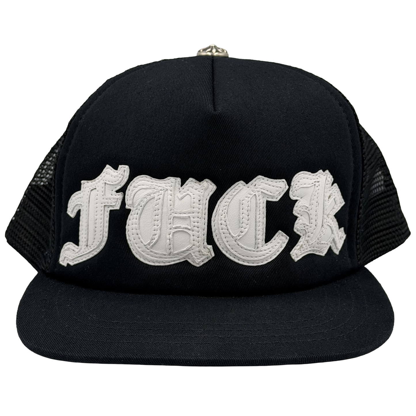 Chrome Hearts Leather F**K Patch Trucker Hat Black/White