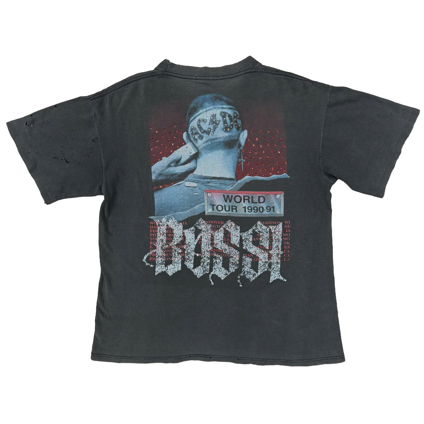 Bossi Vintage AC/DC The Razors Edge World Tour Rhinestone T-Shirt Grey