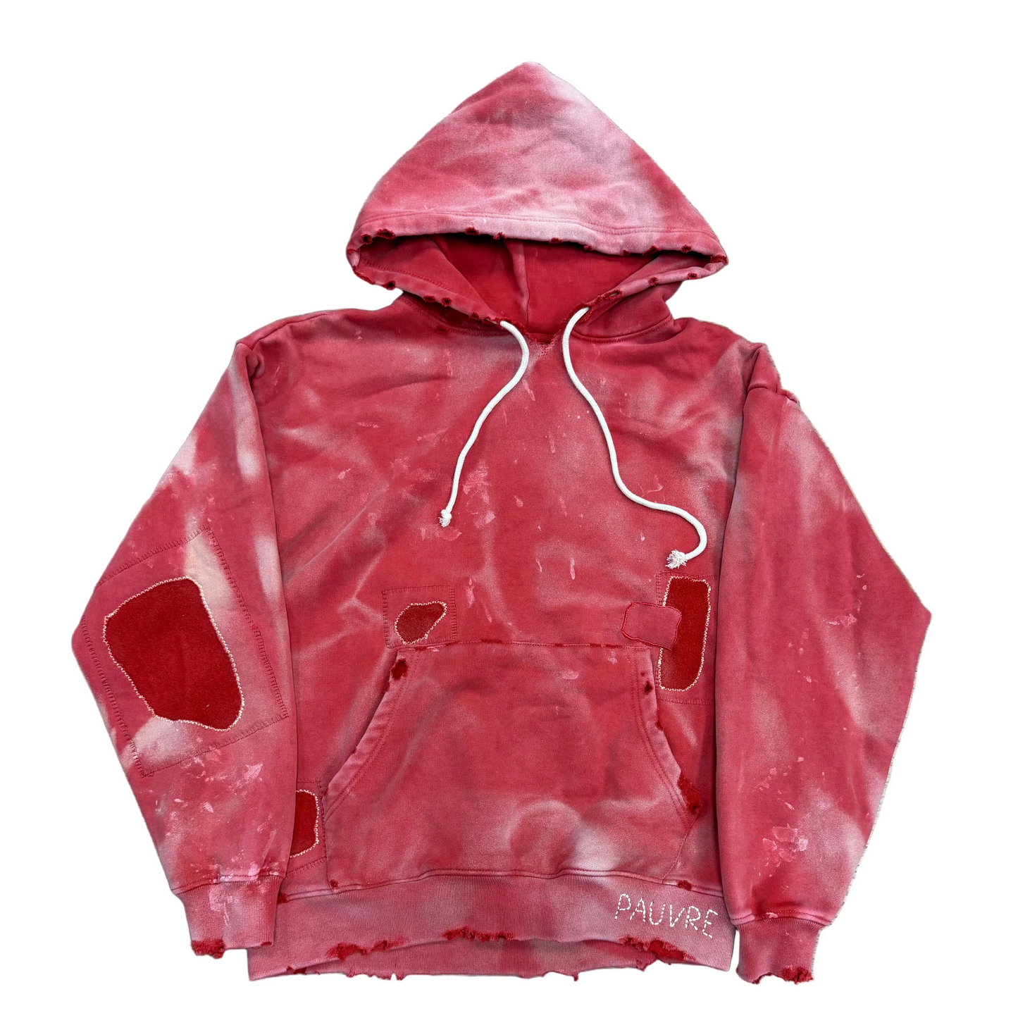 Poor Parker Acid Wash Patch Hoodie Red